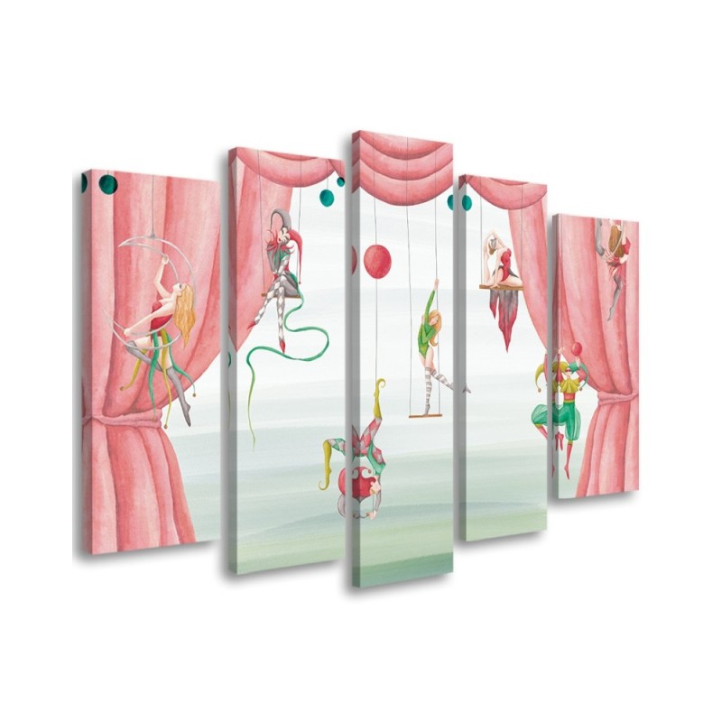 Canvas print for children's room 5 parts - Acrobats circus | FEEBY