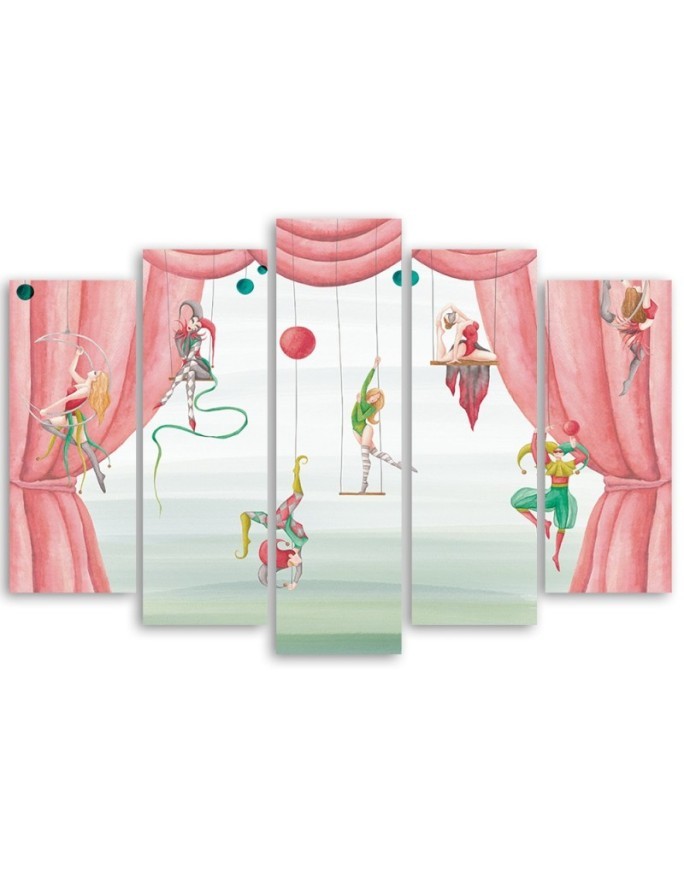 Canvas print for children's room 5 parts - Acrobats circus | FEEBY