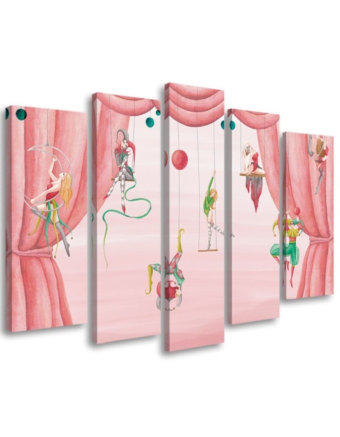 Canvas print for children's room 5 parts - Acrobats circus | FEEBY