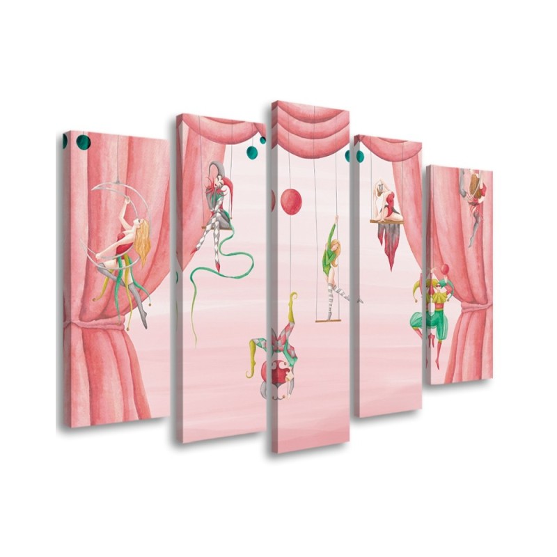 Canvas print for children's room 5 parts - Acrobats circus | FEEBY