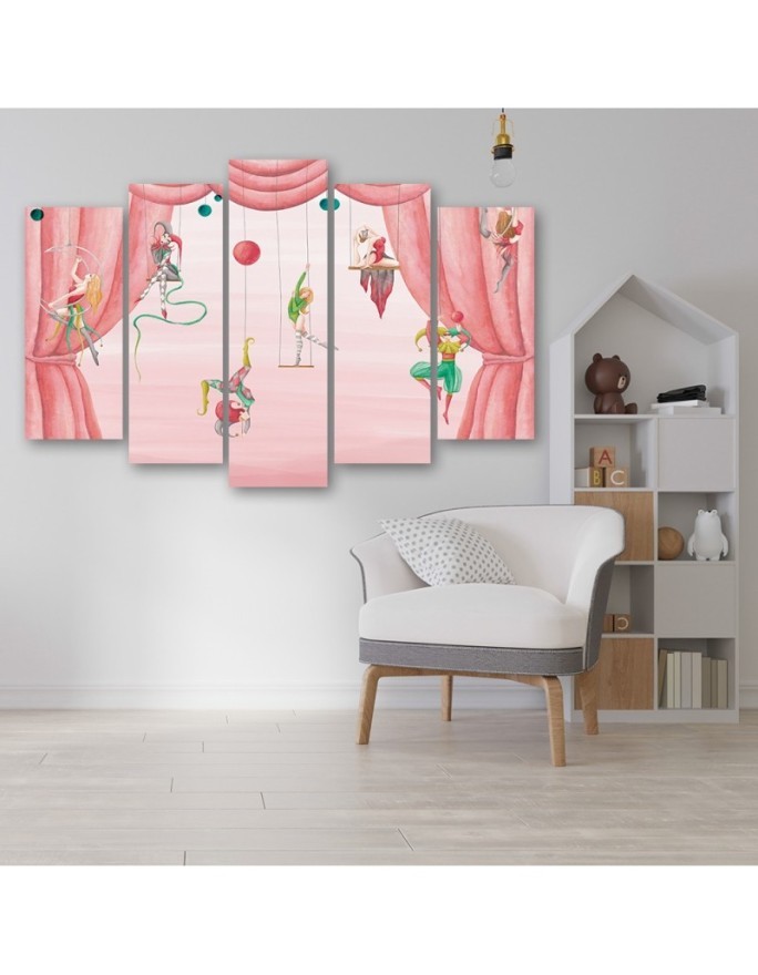 Canvas print for children's room 5 parts - Acrobats circus | FEEBY
