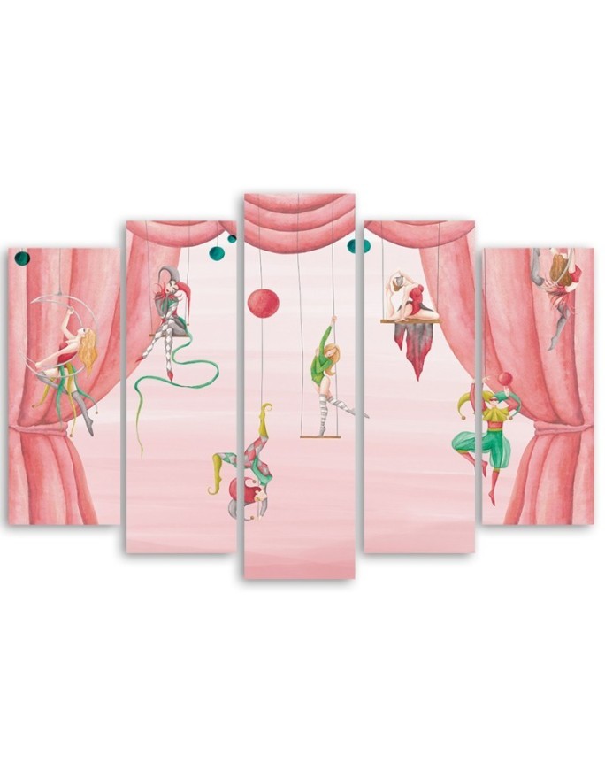 Canvas print for children's room 5 parts - Acrobats circus | FEEBY