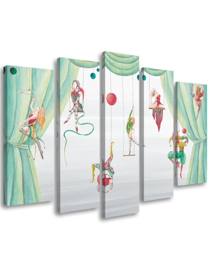 Canvas print for children's room 5 parts - Acrobats circus | FEEBY