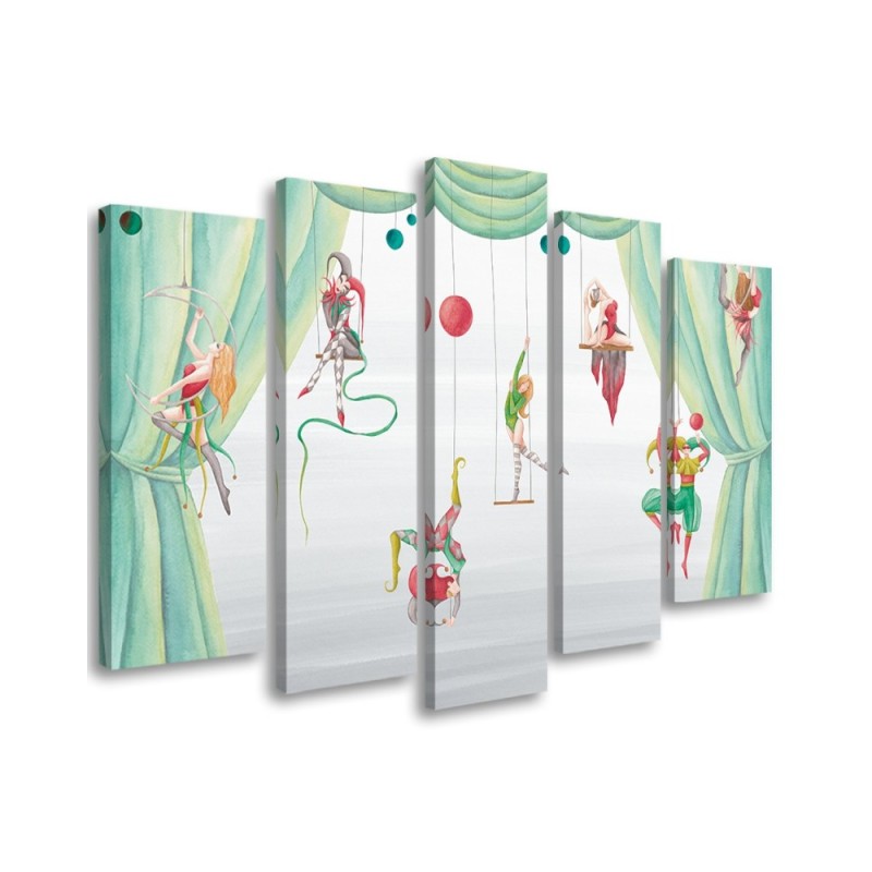 Canvas print for children's room 5 parts - Acrobats circus | FEEBY