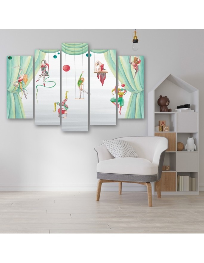Canvas print for children's room 5 parts - Acrobats circus | FEEBY