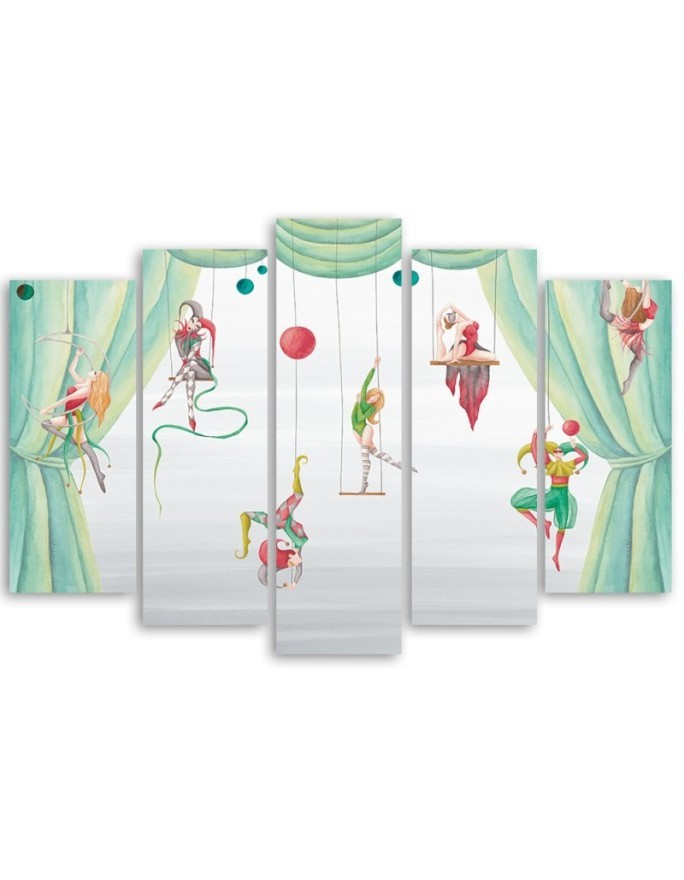 Canvas print for children's room 5 parts - Acrobats circus | FEEBY