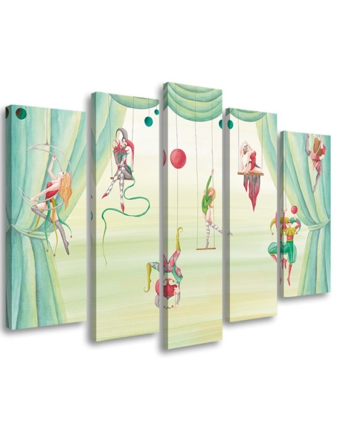 Canvas print for children's room 5 parts - Acrobats circus | FEEBY