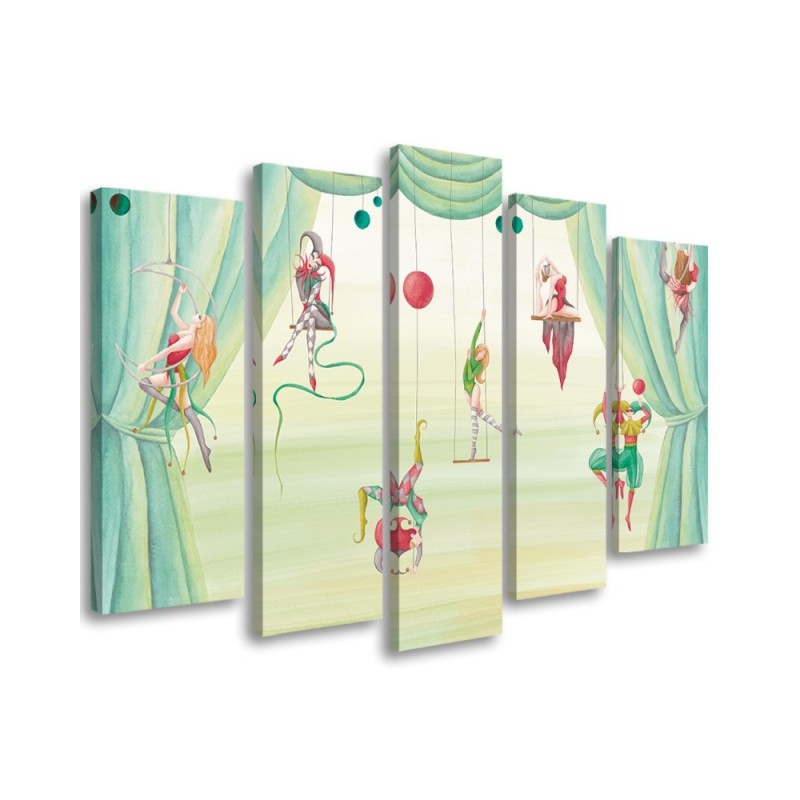Canvas print for children's room 5 parts - Acrobats circus | FEEBY