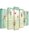 Canvas print for children's room 5 parts - Acrobats circus | FEEBY