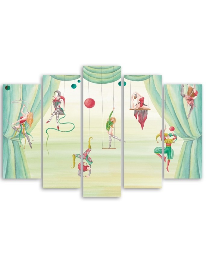 Canvas print for children's room 5 parts - Acrobats circus | FEEBY