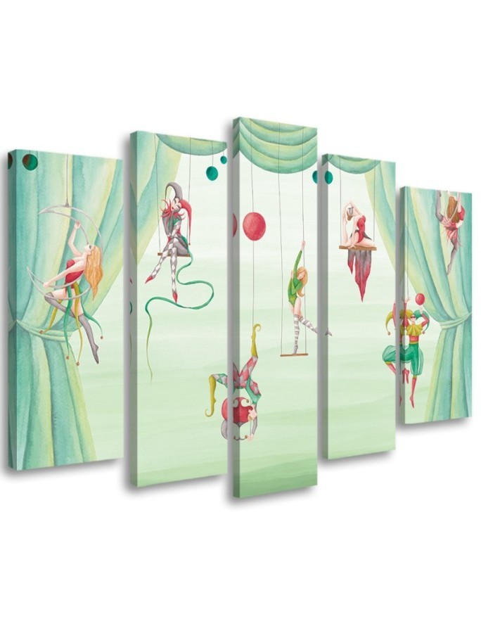 Canvas print for children's room 5 parts - Acrobats circus | FEEBY