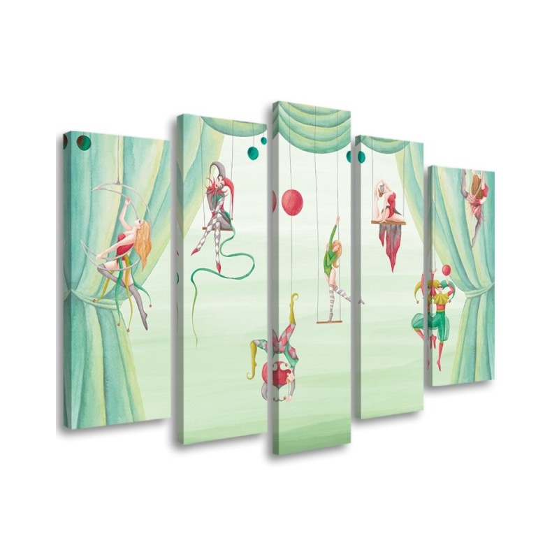 Canvas print for children's room 5 parts - Acrobats circus | FEEBY