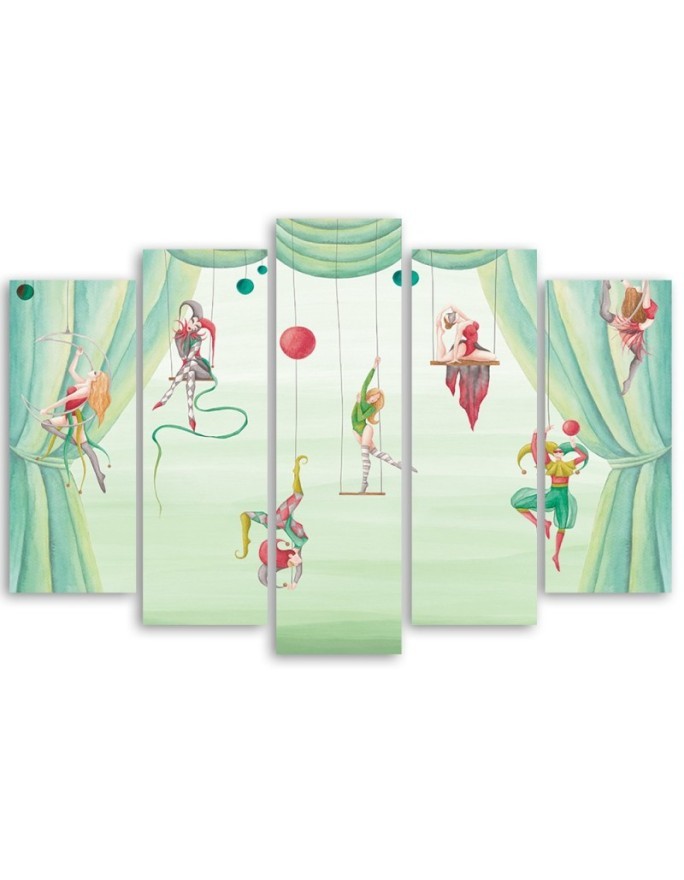 Canvas print for children's room 5 parts - Acrobats circus | FEEBY