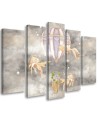 Canvas prints for children 5 parts - Hot air balloon flying house and fish | FEEBY