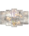 Canvas prints for children 5 parts - Hot air balloon flying house and fish | FEEBY