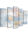 Canvas prints for children 5 parts - Hot air balloon flying house and fish | FEEBY