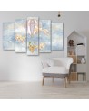 Canvas prints for children 5 parts - Hot air balloon flying house and fish | FEEBY