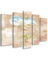 Children's five-piece painting - Flying whale and ship | FEEBY