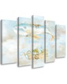 Canvas print for children five-piece - Flying whale and ship | FEEBY