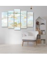 Canvas print for children five-piece - Flying whale and ship | FEEBY