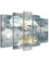 Children's five-piece Canvas painting - Flying whale and ship | FEEBY