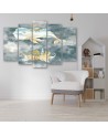 Children's five-piece Canvas painting - Flying whale and ship | FEEBY