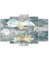 Children's five-piece Canvas painting - Flying whale and ship | FEEBY