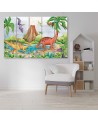 Canvas print for children's room five-piece - Dinosaurs at the lake | FEEBY