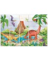 Canvas print for children's room five-piece - Dinosaurs at the lake | FEEBY