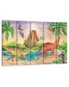 Children's room Canvas painting five-part - Dinosaurs by the lake | FEEBY