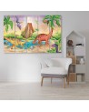 Children's room Canvas painting five-part - Dinosaurs by the lake | FEEBY