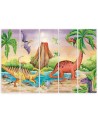 Children's room Canvas painting five-part - Dinosaurs by the lake | FEEBY