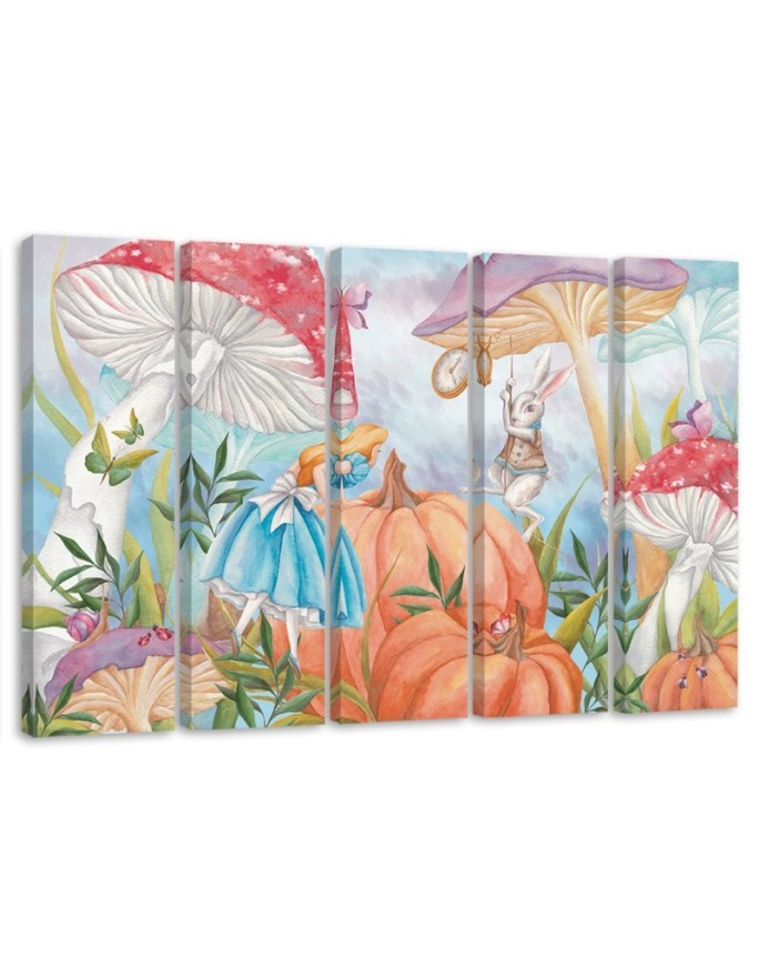 Children's Canvas painting five-part - Little Alice in Wonderland | FEEBY