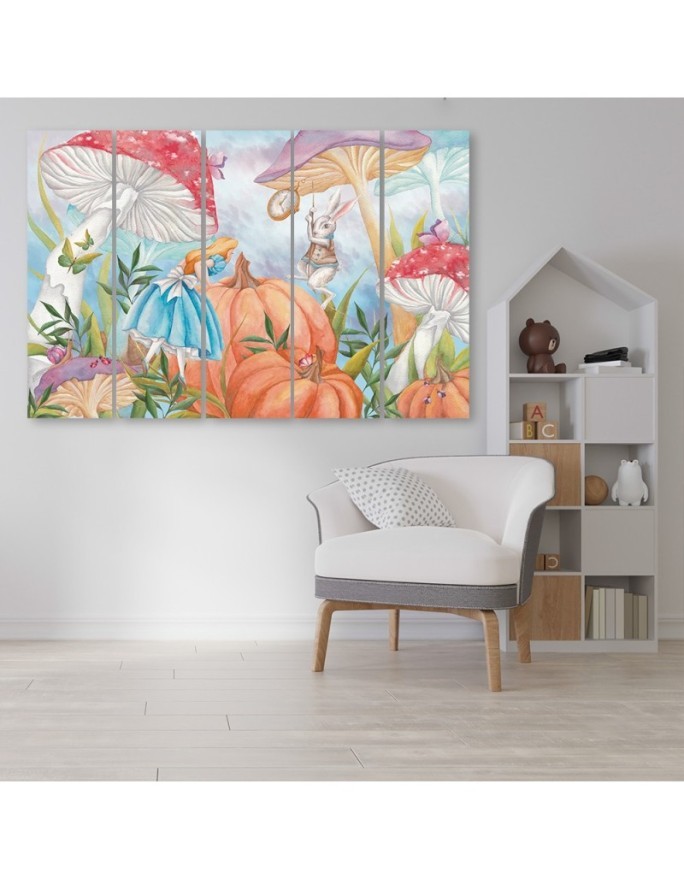 Children's Canvas painting five-part - Little Alice in Wonderland | FEEBY