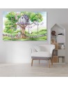 Children's Canvas painting five-part - White rabbits tree hut | FEEBY