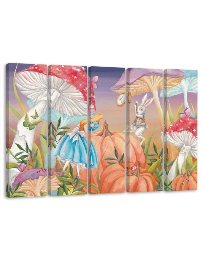 Children's Canvas painting five-part - Little Alice in the land of wonders | FEEBY