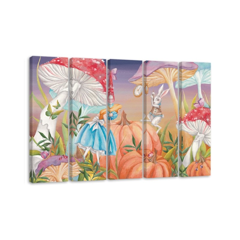 Children's Canvas painting five-part - Little Alice in the land of wonders | FEEBY