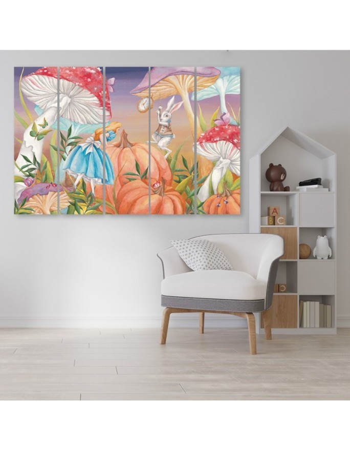 Children's Canvas painting five-part - Little Alice in the land of wonders | FEEBY