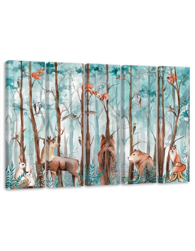 Children's painting 5-part - Forest animals deer bear fox | FEEBY