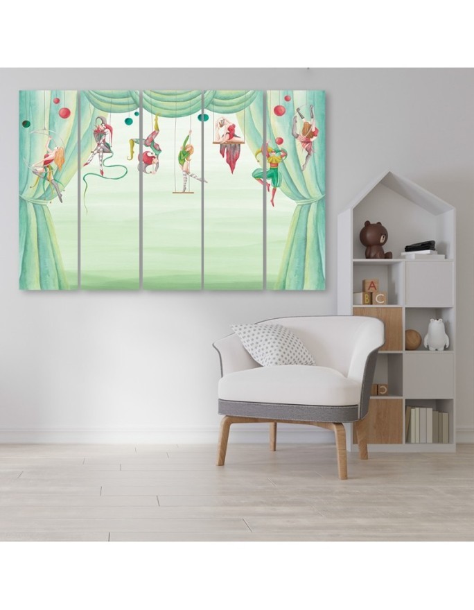Children's room Canvas painting 5 parts - Circus acrobats | FEEBY