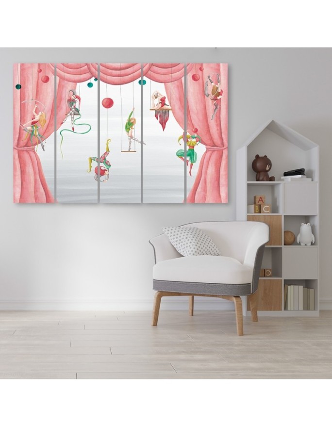 Canvas print for children's room 5 parts - Circus acrobats | FEEBY