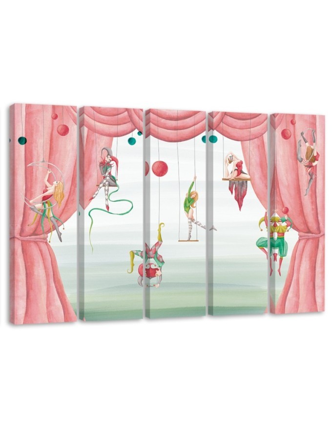 Canvas print for children's room 5 parts - Acrobats circus | FEEBY