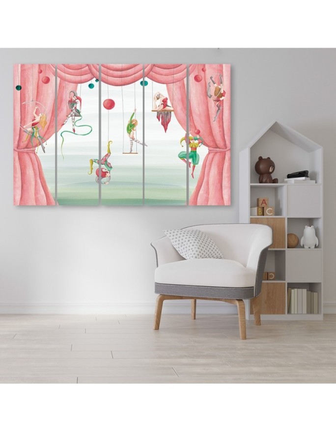 Canvas print for children's room 5 parts - Acrobats circus | FEEBY