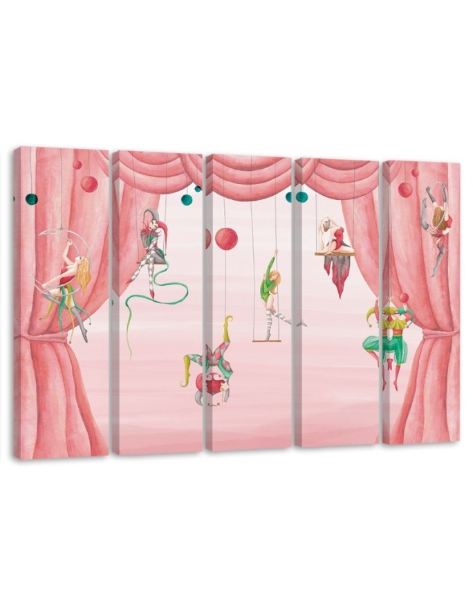 Canvas print for children's room 5 parts - Acrobats circus | FEEBY