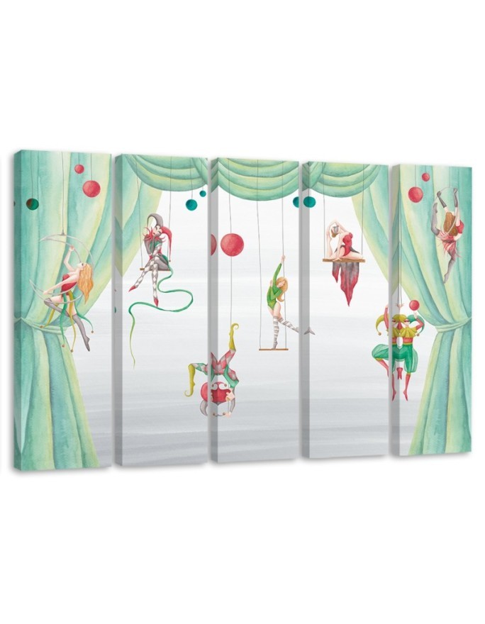 Canvas print for children's room 5 parts - Acrobats circus | FEEBY