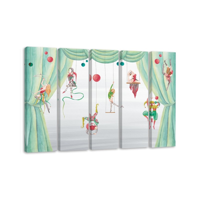 Canvas print for children's room 5 parts - Acrobats circus | FEEBY
