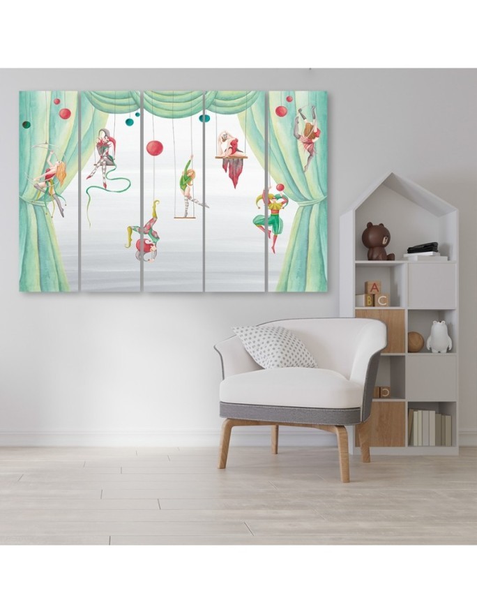 Canvas print for children's room 5 parts - Acrobats circus | FEEBY