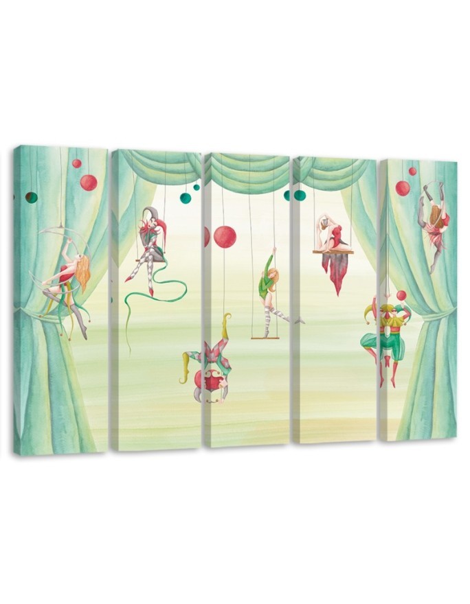 Canvas print for children's room 5 parts - Acrobats circus | FEEBY