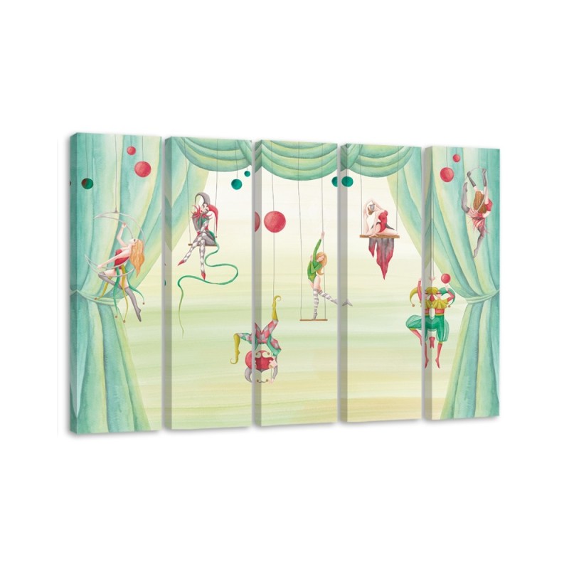 Canvas print for children's room 5 parts - Acrobats circus | FEEBY