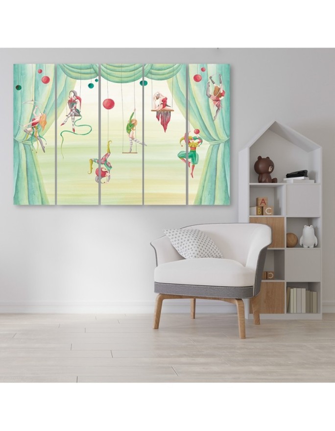 Canvas print for children's room 5 parts - Acrobats circus | FEEBY